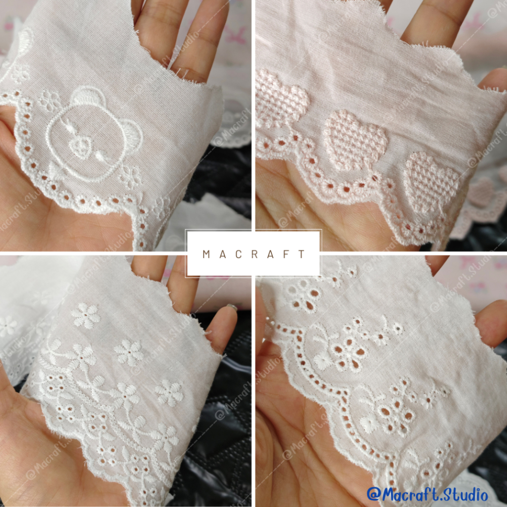 ผ้าคอตตอน 100% ผ้าคอตอนเกรดดี พรีเมี่ยม ไม่บาง ผ้าลูกไม้ตกแต่ง ลูกไม้ระบาย กุ๊น ลูกไม้ เสื้อผ้า ริบบิ้นลูกไม้ ริบบิ้น - รูปที่ 5