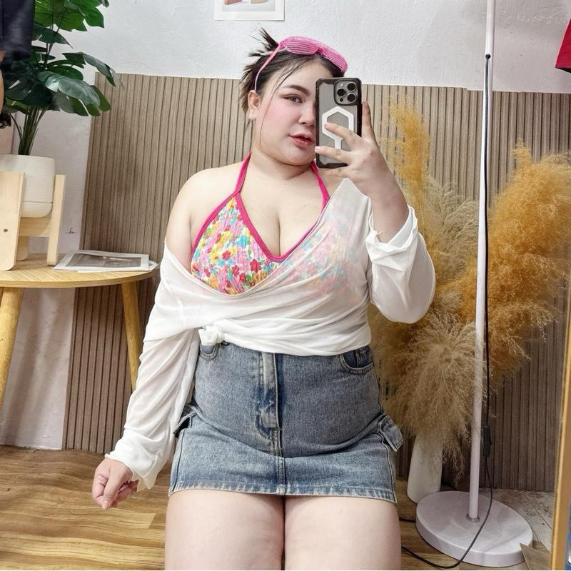 B27 เสื้อบิกีนี่ผูกหลัง กับเสื้อคลุมแขนยาว  อก 30-50+