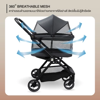 Pawwy Dachshund Pet Stroller รถเข็นสำหรับสัตว์เลี้ยงขนาดกลางถึงขนาดเล็ก รองรับน้ำหนักได้สูงสุด 25 กก. ระบบพับอัตโนมัติ
