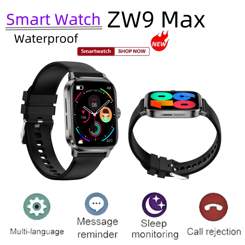Smart Watch ZW9 Max สมาร์ทวอทช์ ระบบบลูทูธ มัลติฟังก์ชั่สมาร์ทวอท์ชผู้ชายผู้หญิงเชื่อมต่อโทรศัพท์เพล