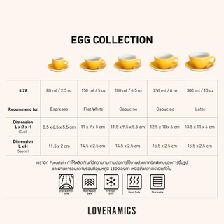 LOVERAMICS ชุดแก้วกาแฟเซรามิค รุ่น EGG Set (Cup & Saucer) - Potters Colors