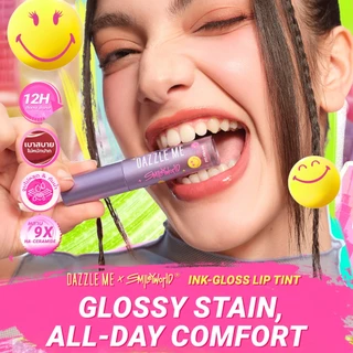 DAZZLE ME X SmileyWorld Ink-Gloss Lip Tint กลอสลิปทินท์ ปากฉ่ำวาวราวกระจก บางเบา ติดทน กันน้ำ หมดปัญหาลิปติดแก้วน้ำ