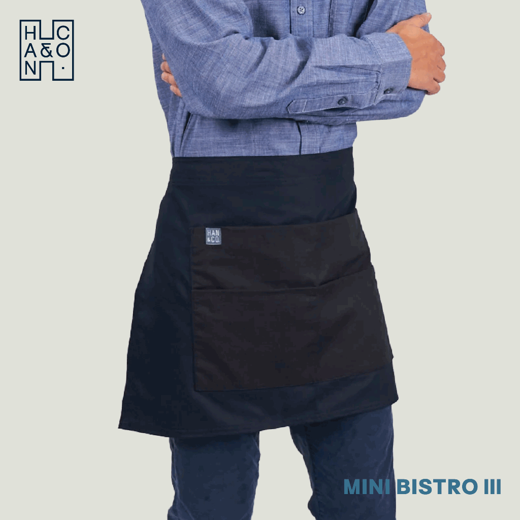 Han&Co. MINI BISTRO III - (Black-Ripstop) ผ้ากันเปื้อนตัวสั้นรุ่น MINI BISTRO III สีดำ
