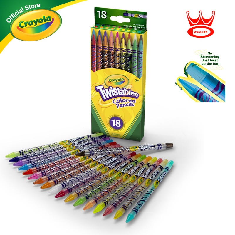 Crayola เครโยล่า ดินสอสี หมุนไส้ 18สี ,Twistables Colored Pencil 18 colors  สำหรับเด็กอายุ 3 ปีขึ้นไป 68-7418