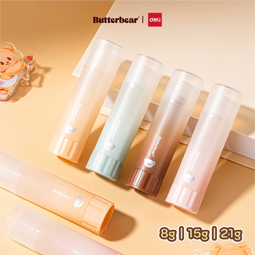 (ฺButterBear X Deli) กาว กาวแท่งใส กาวติดกระดาษ กาวNusign แพ็ค 1 แท่ง ลายน้องหมีเนย บัตเตอร์แบร์ (8g/15g/21g)