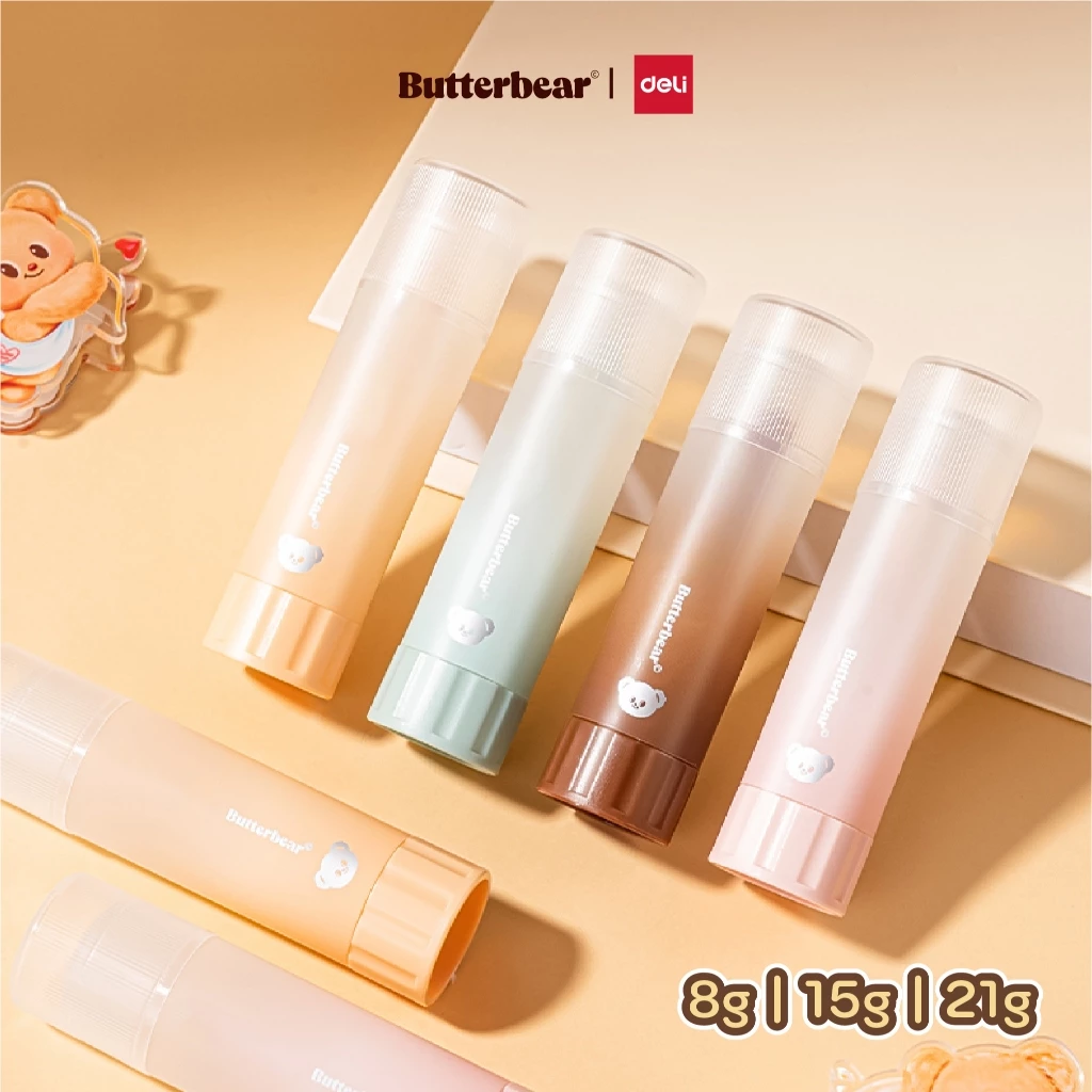 (ฺButterBear X Deli) กาว กาวแท่งใส กาวติดกระดาษ กาวNusign แพ็ค 1 แท่ง ลายน้องหมีเนย บัตเตอร์แบร์ (8g/15g/21g)