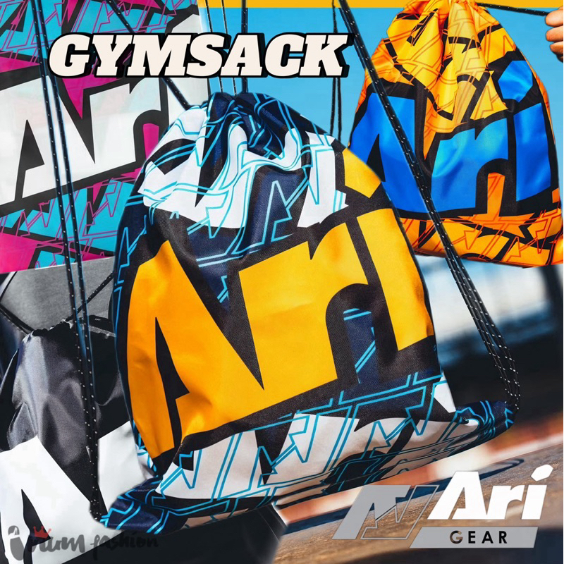 กระเป๋าสะพายหลังแบบเชือกรูด อาริ ARI ESSENTIAL GYMSACK สีดำ สีชมพู สีส้ม สีกรม ของแท้