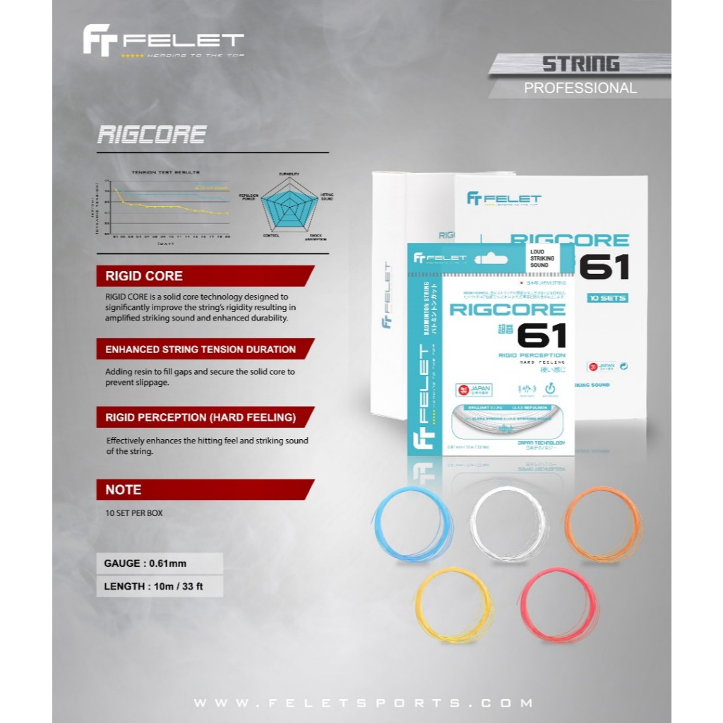 FELET สายเอ็นแบดมินตัน รุ่น RIGCORE 61