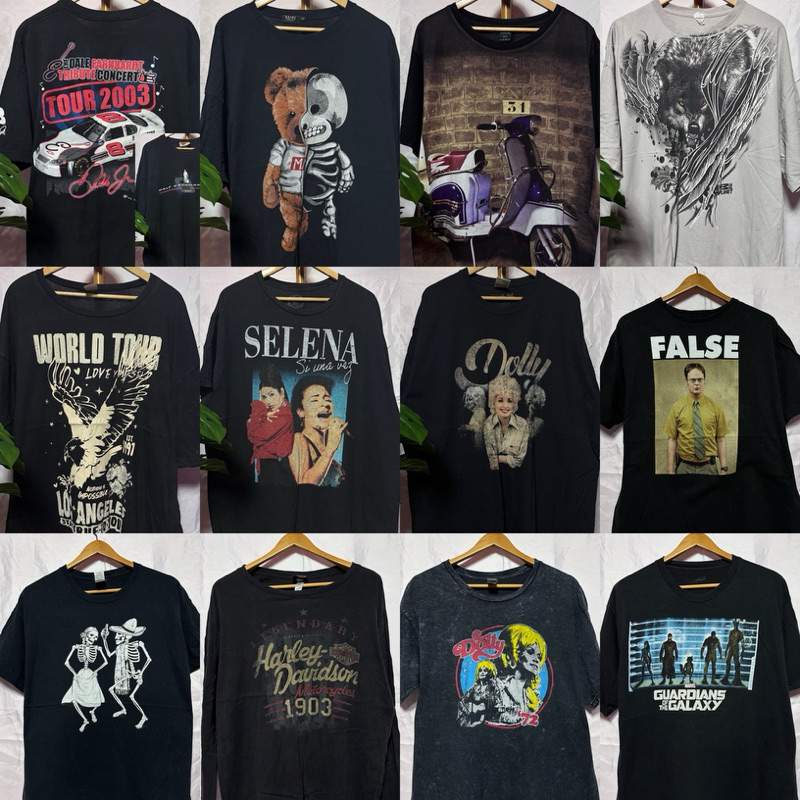 (V5)เสื้อยืดวินเทจลายการ์ตูน อนิเมะ หนัง วงดนตรี ลายมันส์ XL-2XL อก 46-52 นิ้ว