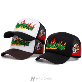 หมวกเบสบอล การออกแบบตาข่ายระบายอากาศ ปักลายตัวอักษร สไตล์เกาหลี trucker cap สําหรับผู้หญิง และผู้ชาย สามารถปรับได้ เหมาะ