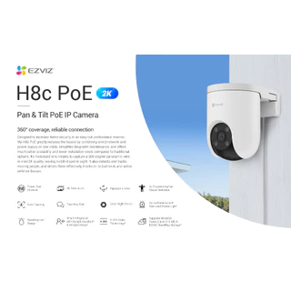 EZVIZ H8C POE 3MP/2K กล้องวงจรปิด พูดโต้ตอบได้ หมุนซ้ายขวาขึ้นลงได้ สินค้าใช้งานภายนอก (ประกัน 2 ปี)