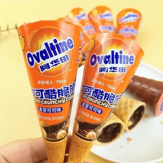Ovaltine ไอติมโคนโอวัลติน cacao crunchy cone มีบิสกิตกรุบกรอบ อร่อยมาก ขนาด 76 กรัม พร้อมส่ง