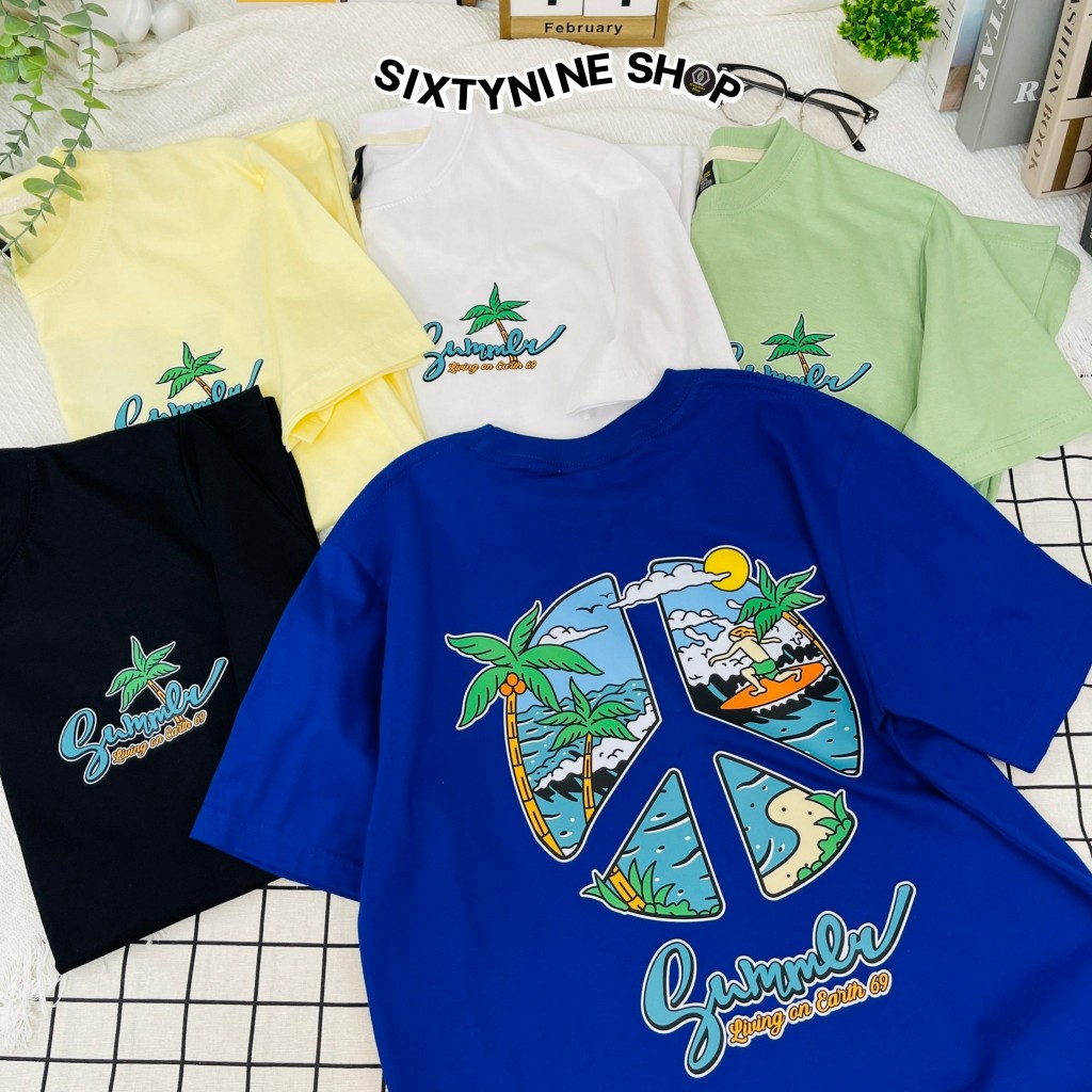 เสื้อยืดผ้าคอตตอน M-4XL พิมพ์ลาย " Summer " พร้อมส่ง