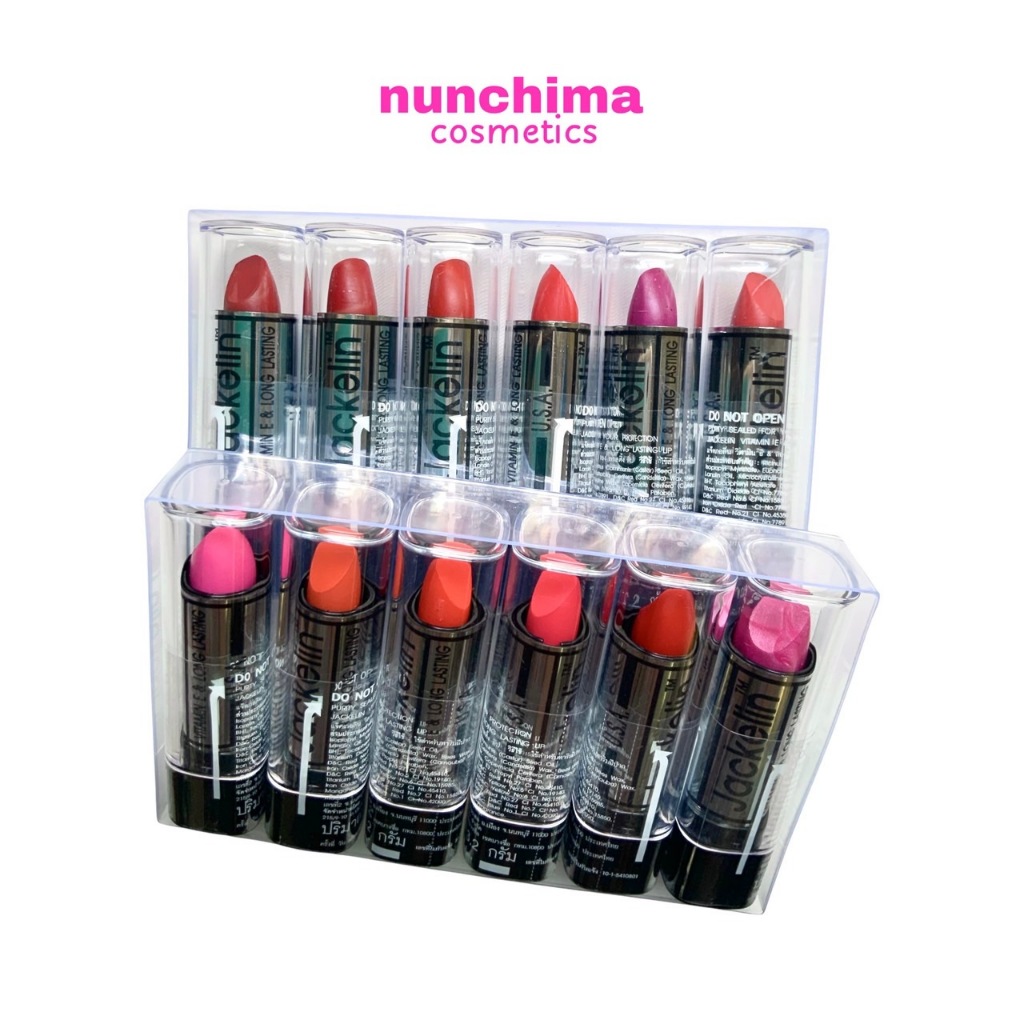 1 แพค JACKELIN Vitamin E & Long Lasting Lipstick แจ็คเกอลิน วิตามินอี แอนด์ ลองลาสติ้ง ลิปสติก