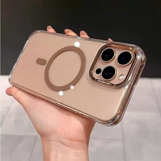 359.เคส ชาร์ตได้ สำหรับ iPhone 16 e 16e 16Plus 16Promax 11,12,13,14,15 Pro Plus Promax เคสใส เคส แม่เหล็ก เคสขอบสี