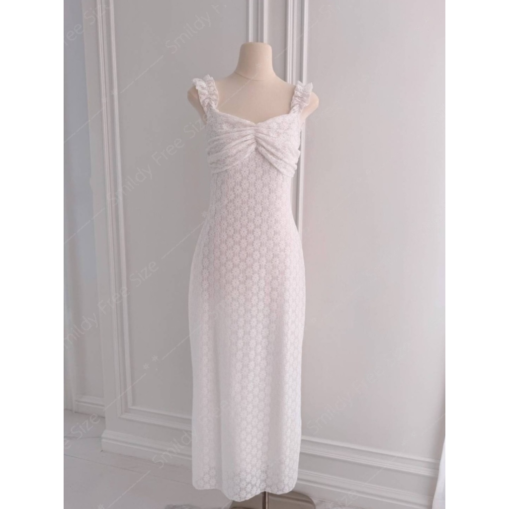 พร้อมส่ง 🇹🇭 งานนำเข้า ✈️ เดรสยาว สายเดี่ยว ลูกไม้ เข้ารูป ใส่ขึ้นไหล่ ปาดไหล่ได้ ฟรีไซต์ - รูปที่ 2