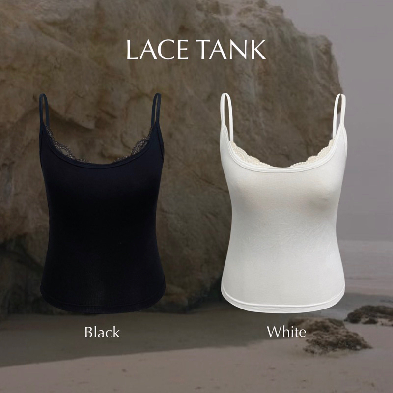 Lace tank เสื้อสายเดี่ยวแต่งลูกไม้ใส่สบายทรงสวย