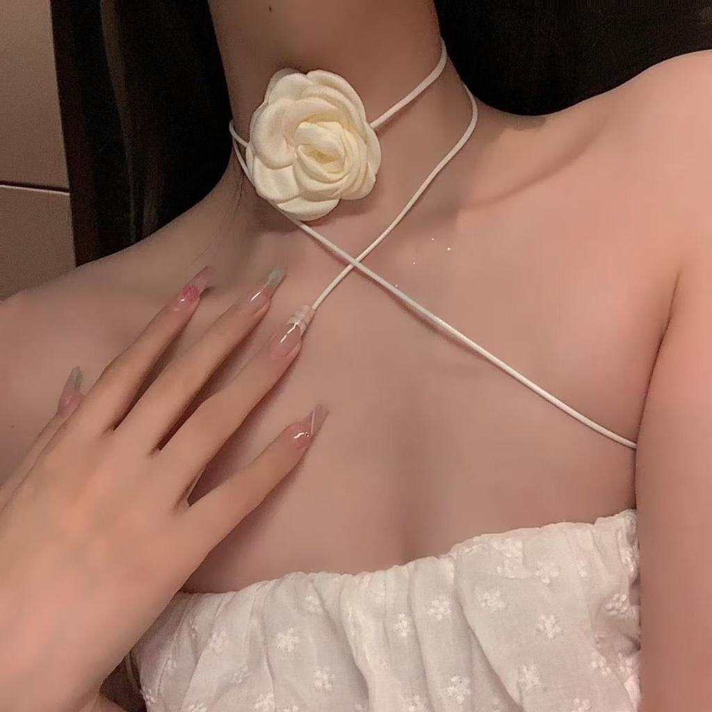 🎀ส่งไวจากไทย🎀สร้อยคอ  โช้กเกอร์ดอกไม้ ประดับแฟชั่น เครื่องประดับโซ่กระดูกไหปลาร้าหรูหราลายดอกไม้ - รูปที่ 6