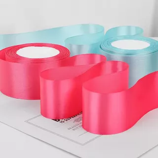 ม้วนริบบิ้นสี 40 มม. ด้านเดียว 4cm ริบบิ้นทั่งซาตินขนาด 25 หลา ริบบิ้นบรรจุภัณฑ์ของขวัญทำคันธนูตกแต่งหมวกขนาดเล็กตกแต่งช