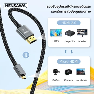 HENSAWA รุ่น VC110 สาย Micro HDMI to HDMI 4K 60Hz รองรับความละเอียด 3D และ