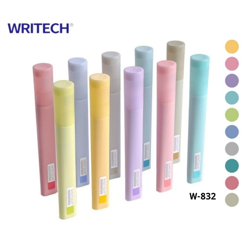 Writech ปากกาเน้นข้อความ Highlighter รุ่น W-832 ปากกาไฮไลท์ โทนสีพาสเทล (ราคาต่อ 1 แท่ง)