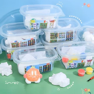 ตุ๊กตาระบายสีปูนปลาสเตอร์ พร้อมสีและพู่กัน 1 มีกล่อง 2 ตัว คละแบบคละสี พร้อมส่งในไทย !!