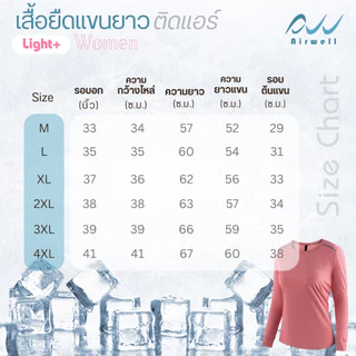 AIRWELL เสื้อยืดผู้หญิงแขนยาว ติดแอร์ รุ่น Light+ ผ้ายืดลายทาง กันUV เนื้อผ้าเย็นสบาย ระบายอากาศได้ดี ไม่ต้องรีด