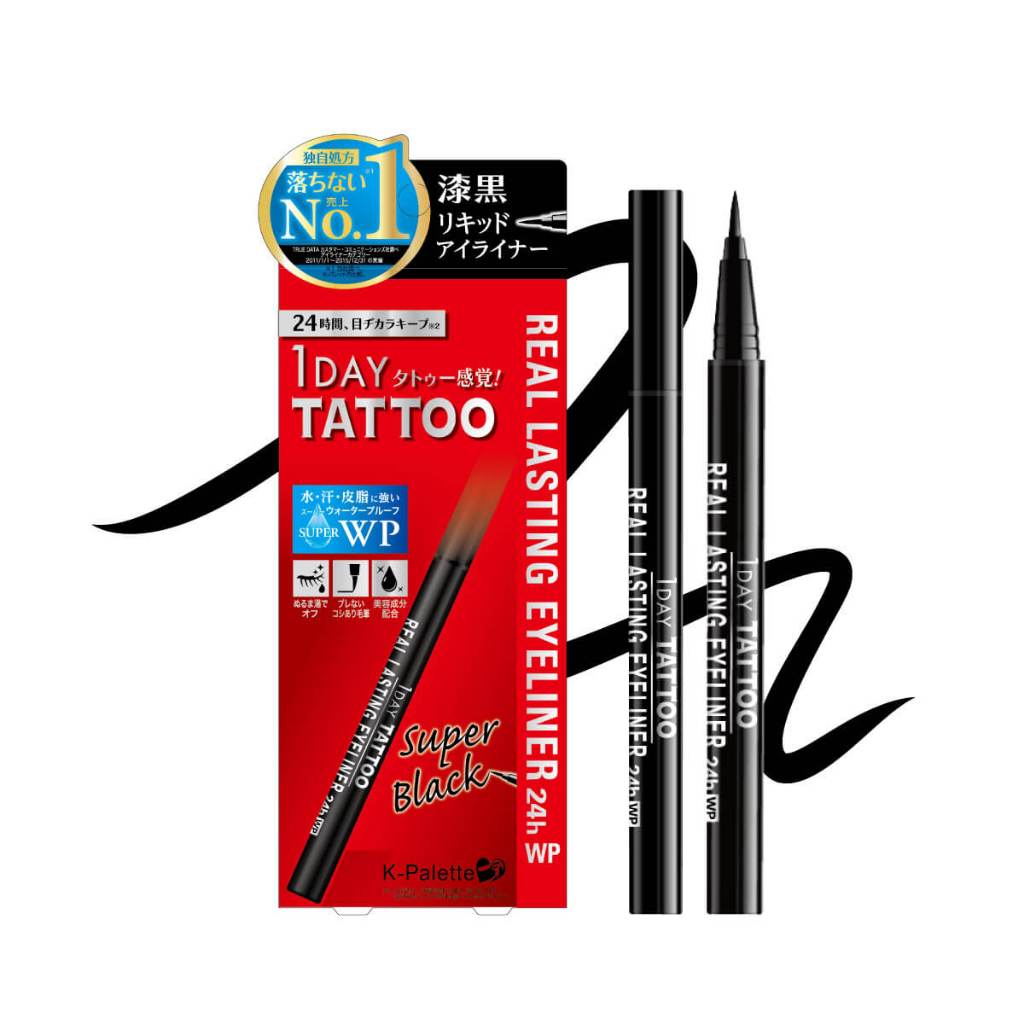 K-Palette 1 Day Tattoo Real Lasting Eyeliner 24H WP #super black K-Palette อายไลเนอร์