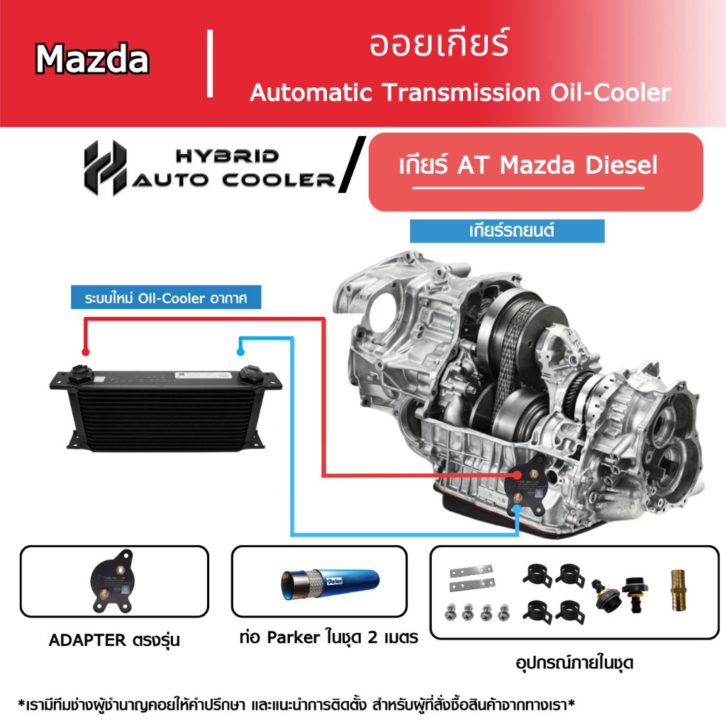 HYBRID AUTO COOLER ออยเกียร์ Mazda Diesel // ครบชุดพร้อมติดตั้ง //แผงออย+Adapter รับประกันตลอดอายุการใช้งาน