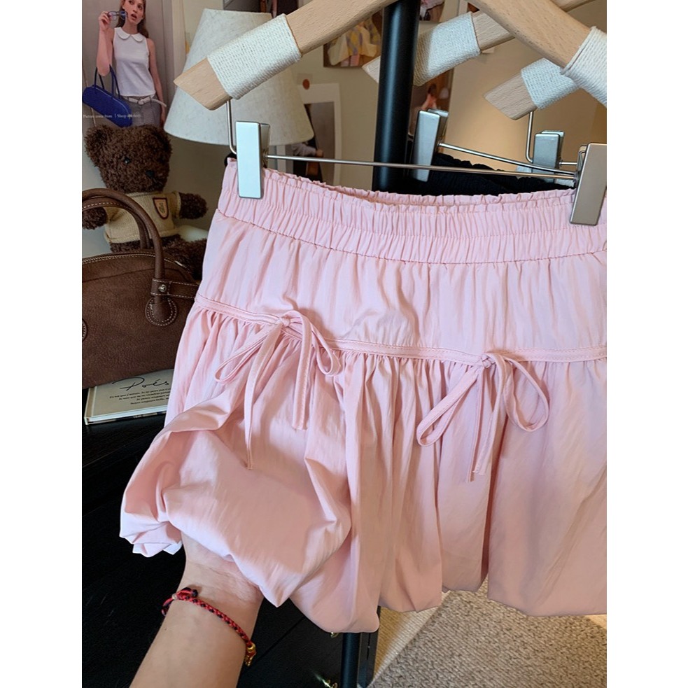 (D289) 🎈🎀 𝐁𝐚𝐥𝐥𝐨𝐨𝐧 𝐒𝐤𝐢𝐫𝐭 🧸🌷 กระโปรงสั้นทรงบอลลูน มีโบว์ด้านหน้า พร้อมส่ง 4 สี 4 ไซส์ - รูปที่ 7
