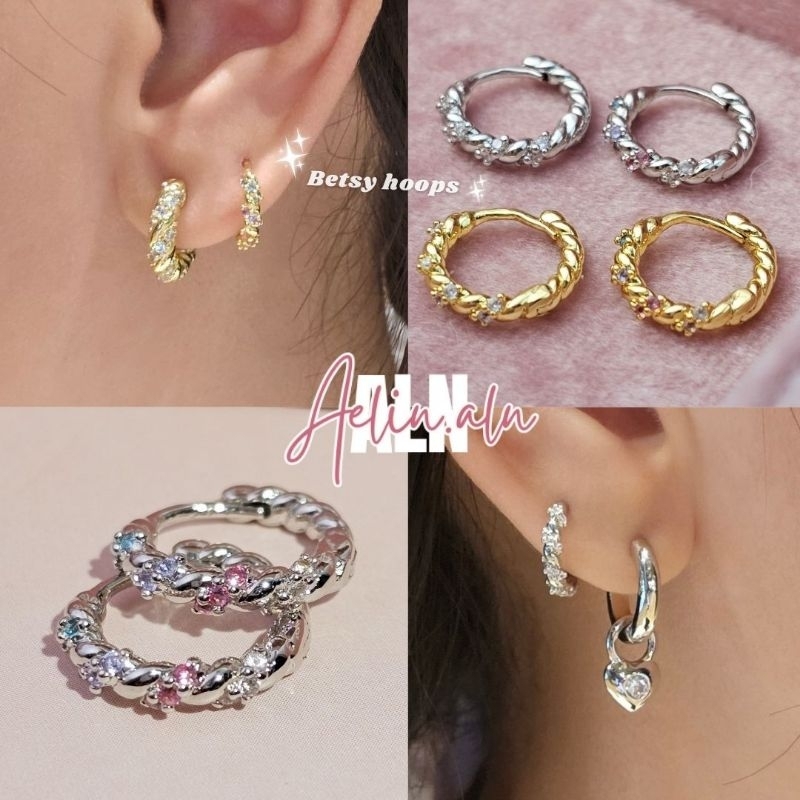 Betsy hoop earring - Aelin.aln  (ต่างหูห่วงเบ็ทซี่ ) แมทช์ ได้หลายลุค คิ้วท์ๆคูลๆ มีให้เลือก 4 แบบ​ แพ้ง่ายใส่ได้ #H6-2
