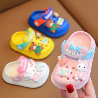 🐰พร้อมส่ง🐻รองเท้าลำลองเด็กลายการ์ตูน พื้นกันลื่น มีสายรัดส้น น่ารัก
