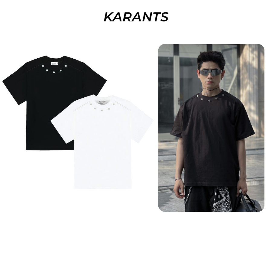 Karants แบรนด์ระดับนานาชาติ เสื้อยืดกระดุมโลหะ Form Oversize Streetwear Hot Trend - KR208
