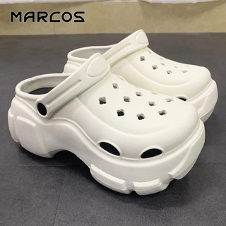 MARCOS รองเท้าปิดหัว รองเท้าแตะชายหาด รองเท้าหัวโตแบบมีรู สไตล์เกาหลี แฟชั่น พื้นหนา 5 ซม.ไฟ