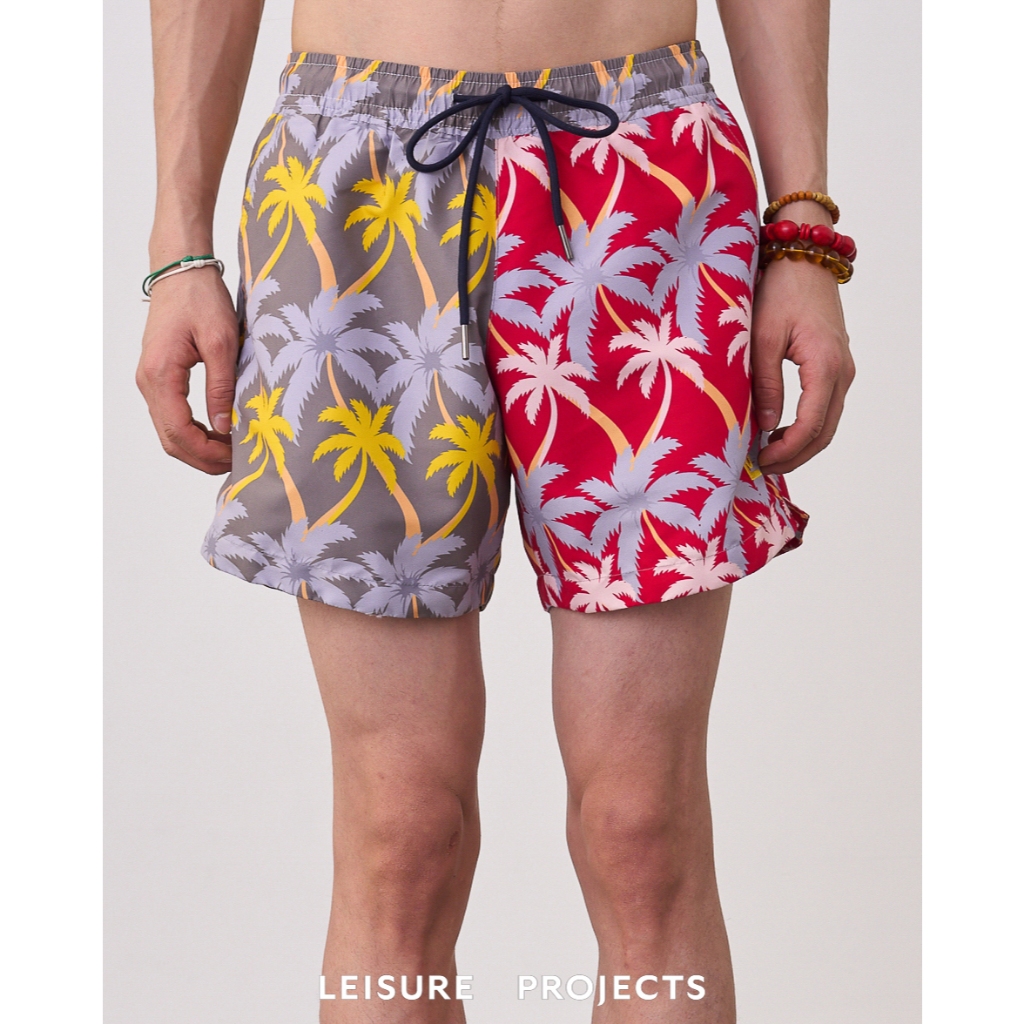 (LEISURE PROJECTS) patchwork Palm swim shorts