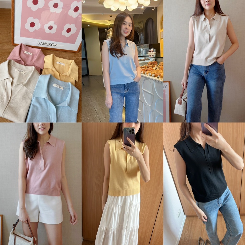 bristol knit top 450 เสื้อไหมพรม ทรงตรงสวย ไม่บางไม่รัด ดีงาม เหมาสี