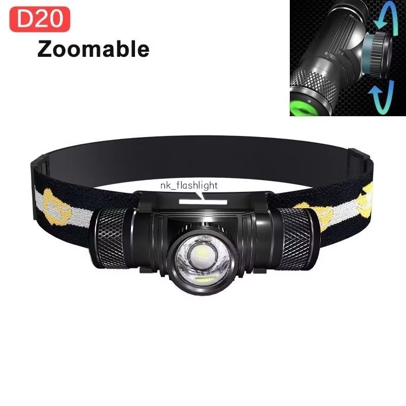 Boruit D20 ไฟฉายคาดหัว Led ซูมได้ 18650 สำหรับตั้งแคมป์
