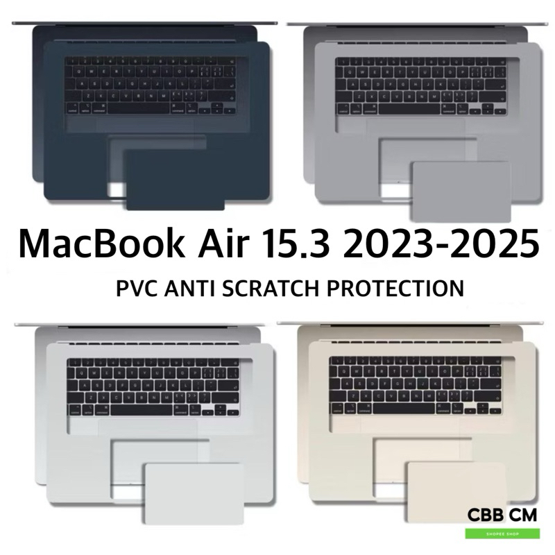 สติ๊กเกอร์กันรอยแมคบุ๊ค PVC 3M For MacBook Air 15.3 M4 M2 M3 2023-2025 A3241 A2941 A3114 Sticker