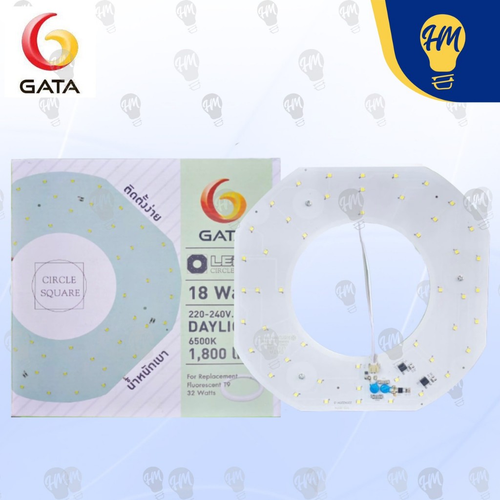 GATA แผงไฟ LED 18W แสงขาว หลอดไฟนีออนกลม