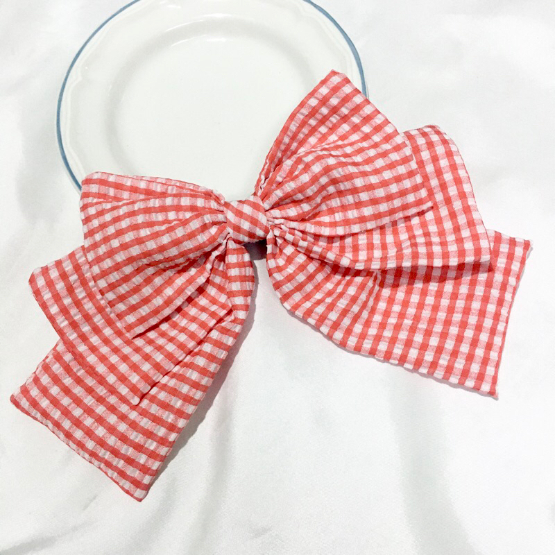 (1ชิ้น) 🎀 New!! กิ๊บโบว์ผ้าลายสก๊อตรุ่น *อัพเดท สีสวยหวานเจี๊ยบบบ