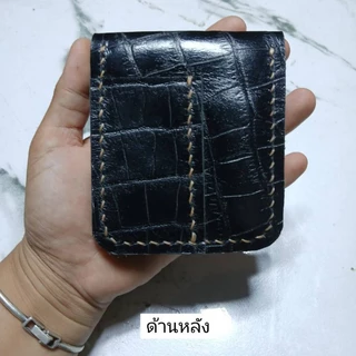 กระเป๋าV.3 หนังวัวอัดลายจระเข้ สูง 11ซม กว้าง 9ซ.ม.