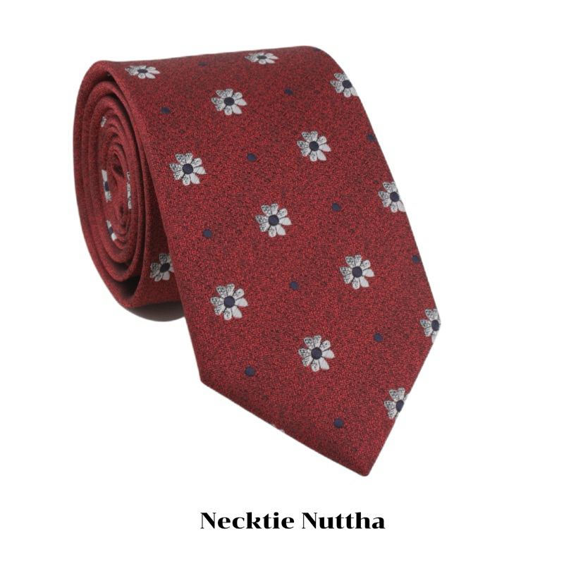NECKTIE NUTTHA - เนคไทดอกไม้ สีแดง (ขนาด 7 CM.) - พร้อมส่ง ส่งเร็ว1-2 วันถึง 𝐕𝐢𝐧𝐭𝐚𝐠𝐞 𝐧𝐞𝐜𝐤𝐭𝐢𝐞 เนคไทลายวินเทจ