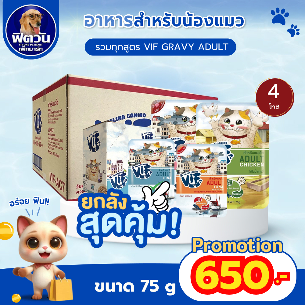 Felina Canino VIF  Super Premium Cat Pouch แมวโต 75g จำนวน (ขายยกลัง 4 โหล)