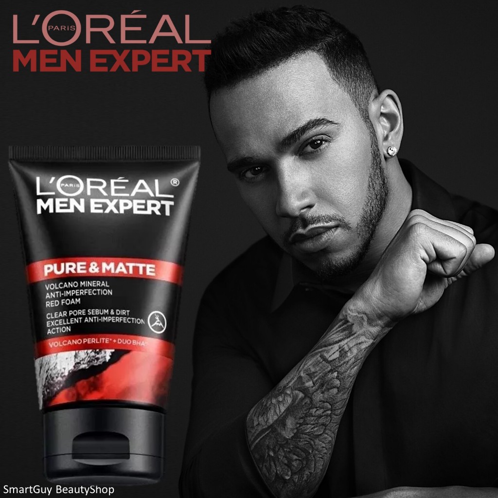 L’oreal Men Expert Pure Matte Volcano Face Wash Anti Acne Foam Cleanser 100ml ผลิตภัณฑ์ทำความสะอาดผิวหน้าผู้ชายสูตรพิเศษ