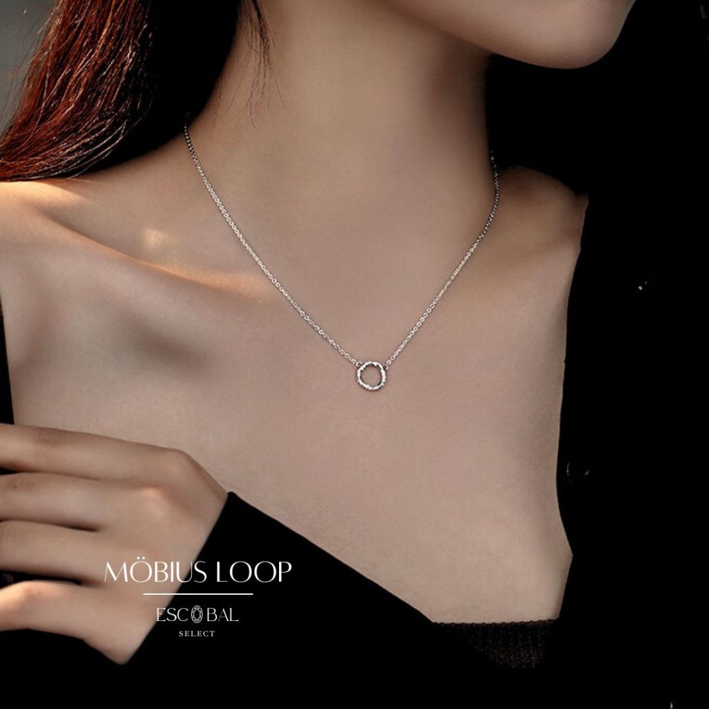 ESCOBAL สร้อยคอเงินแท้ Möbius Loop จี้เงินแท้ จี้สร้อยคอ เพชรสวิส สร้อยแฟชั่น สร้อยเพชร วาเลนไทน์