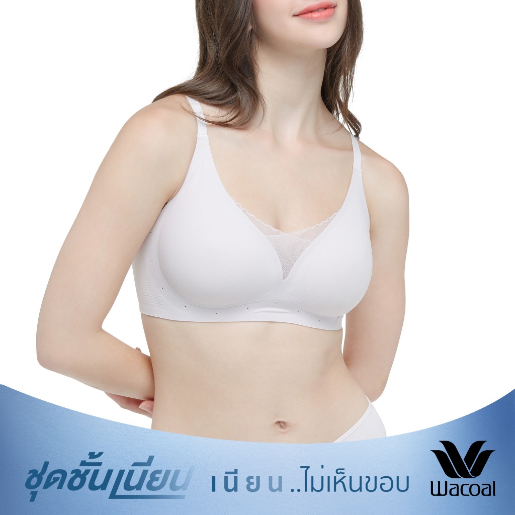 Wacoal ชุดชั้นเนียน บราไร้โครง Smart Size เสริมฟองน้ำ รุ่น WB3Y32 สีชมพู (PI)