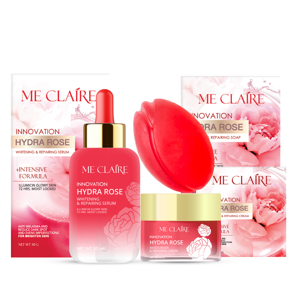 เซ็ทนางฟ้าลดฝ้า กู้หน้าติดสาร  ของแท้ จาก Me Claire Hydra Rose Serum 1  + Cream 1 + Soap 1
