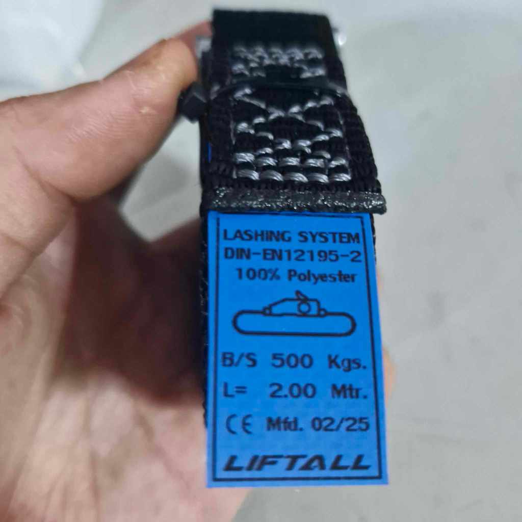 สายรัดของ Lift All รุ่น หัวล็อคอัตโนมัติ ชนิดไม่มีตะขอ สีดำ ยาว 2 เมตร อุปกรณ์สำหรับงานยกของหนัก งานสายรัดของสำหรับขนส่ง