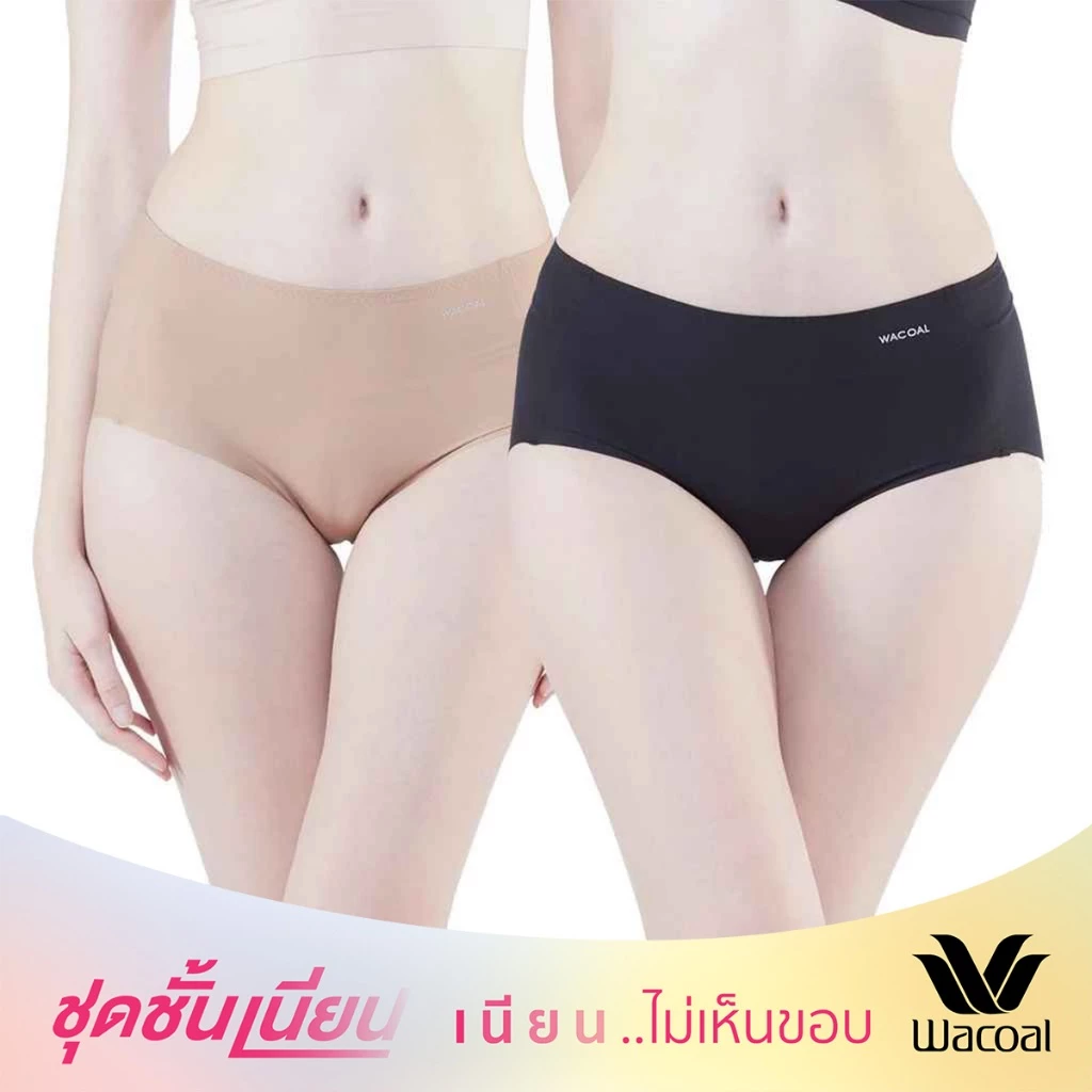 Wacoal กางเกงชั้นเนียน Anti-bacteria Cool Innovation รุ่น WU3K00 รูปแบบเต็มตัว สีโอวัลติน-ดำ (OT-BL)