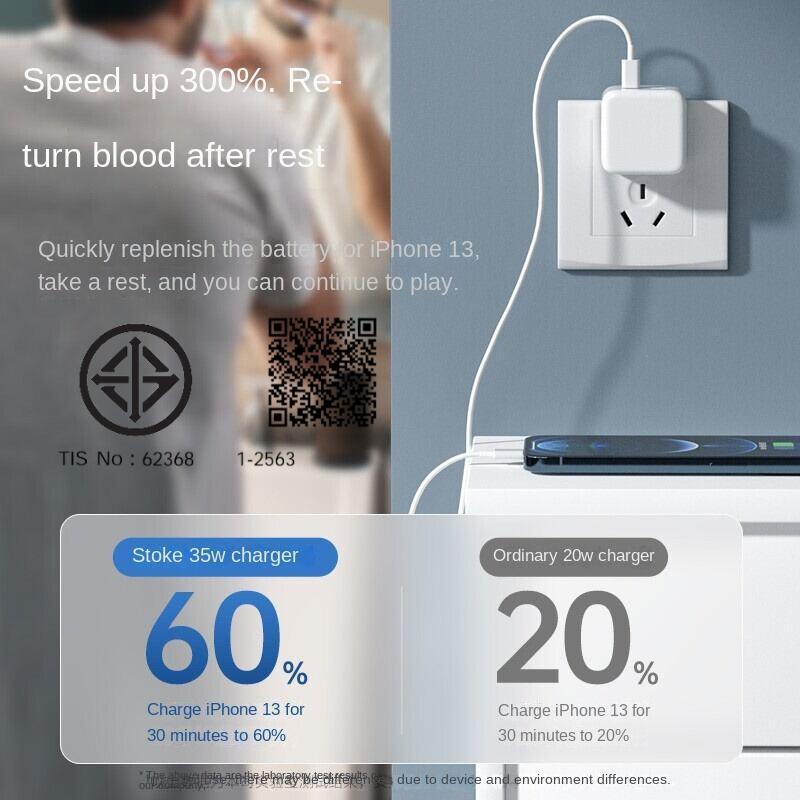 ที่ชาร์จโทรศัพท์มือถือ 35w 2 พอร์ต C Type PD แบบพกพา ชาร์จเร็ว สําหรับโทรศัพท์ 16 15 14 13 12 11 X s pro max - รูปที่ 4